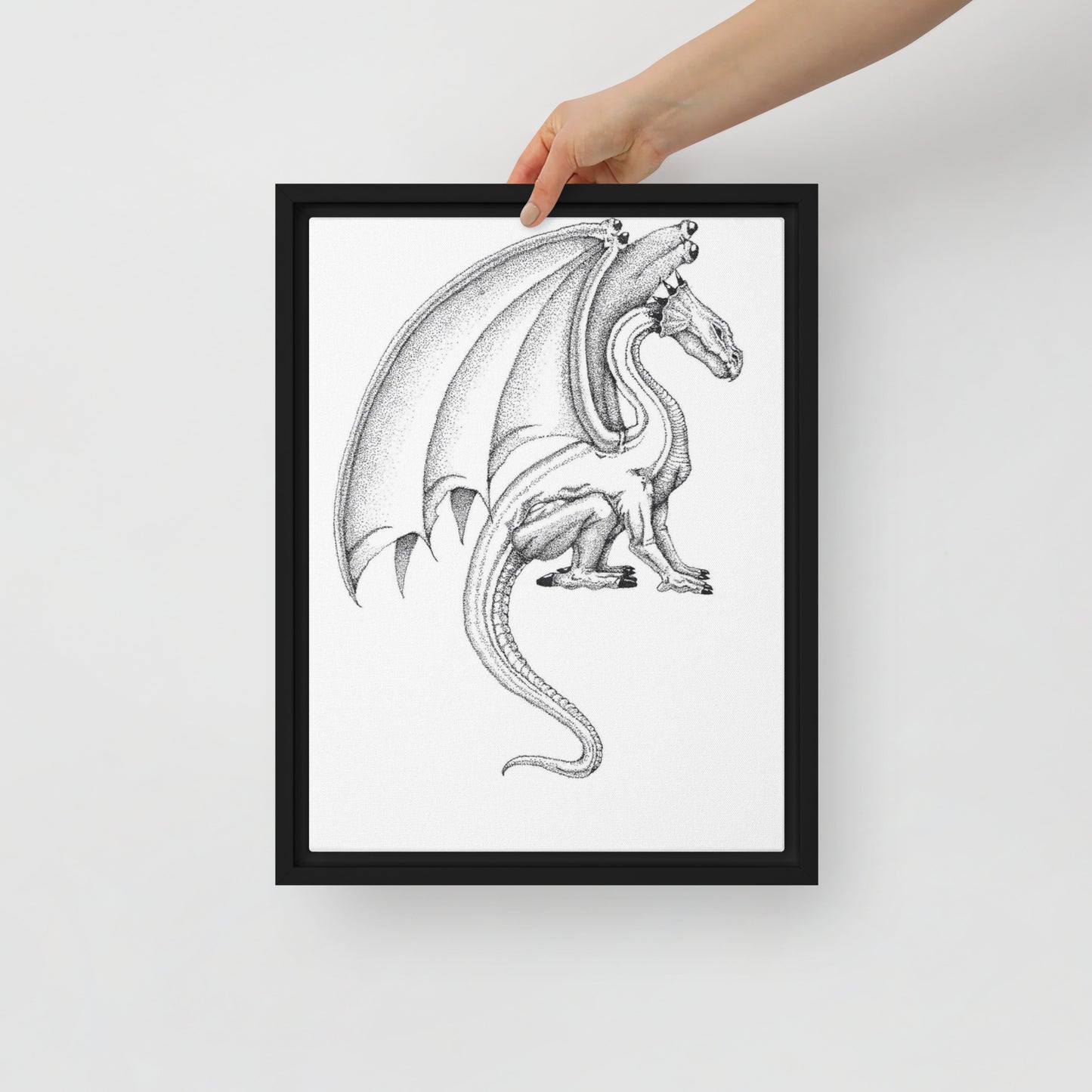 Stippling Dragon framed canvas