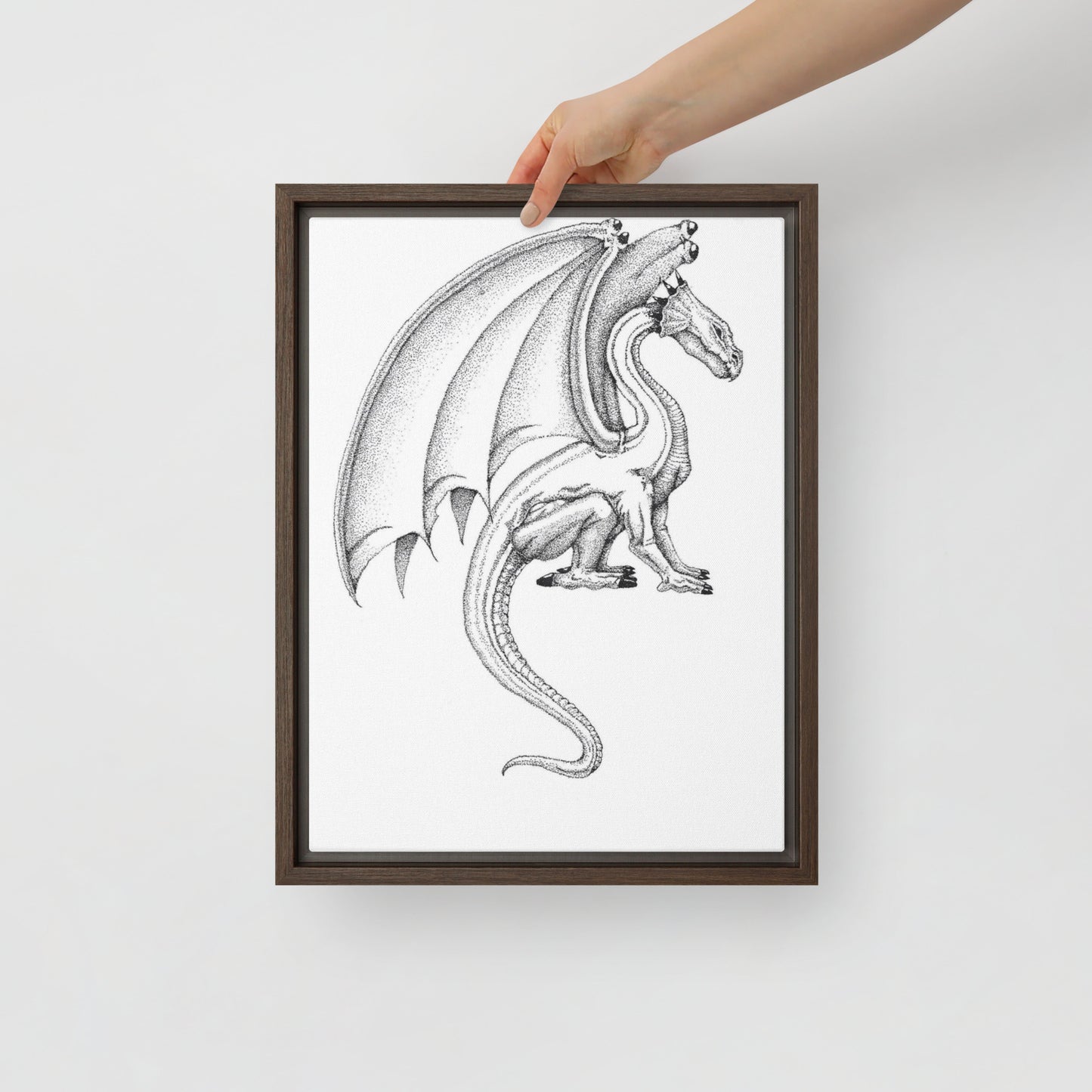 Stippling Dragon framed canvas